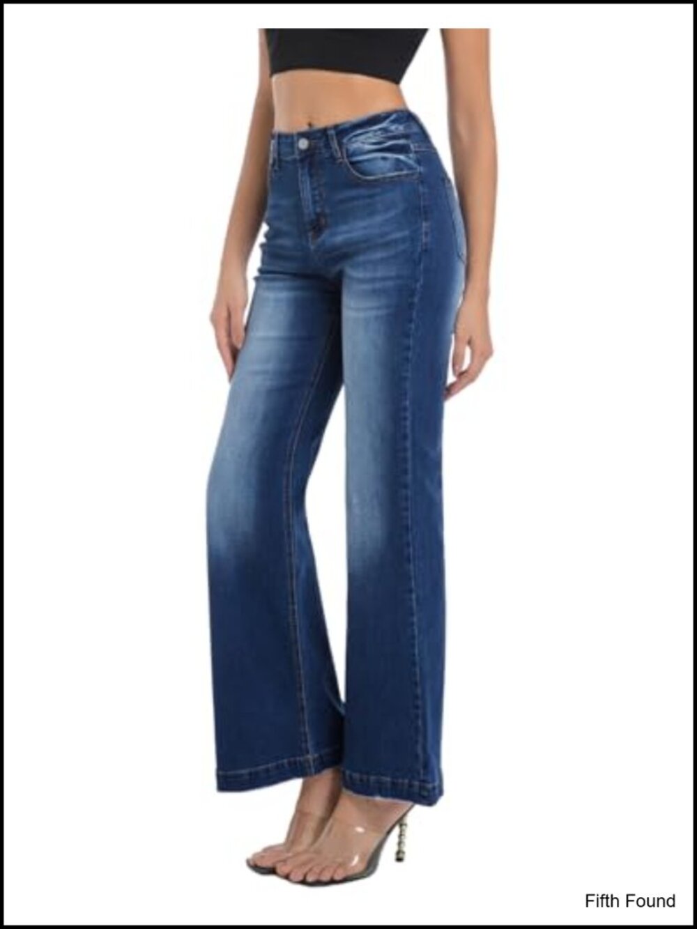 High Waisted Bell Bottom Flare Jeans Stretchy Tummy Control Denim Pants